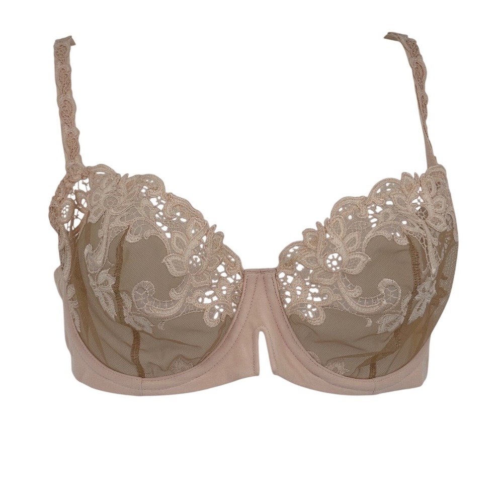 Simone Perele Stockholm Demi Cup Bra 15C330 Pink Lace Sheer Underwire 36D - Picture 3 of 7